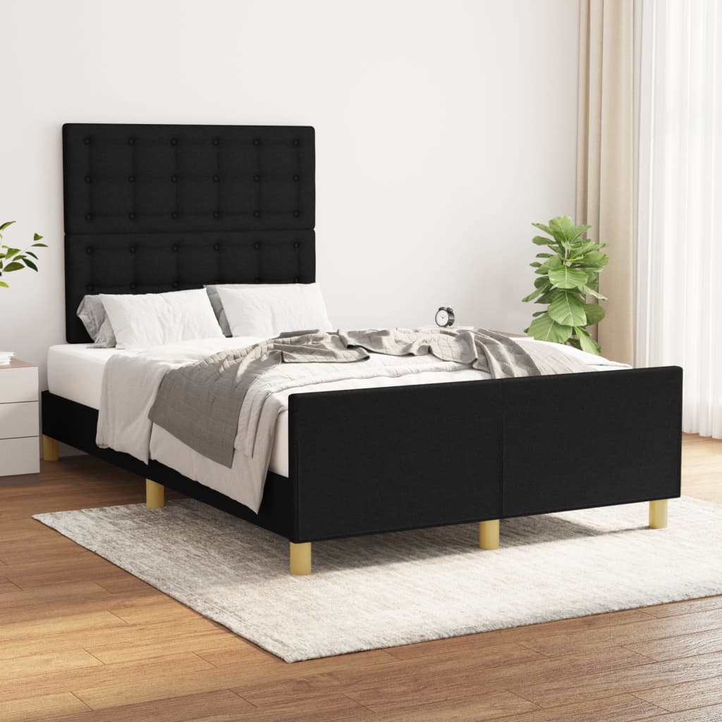 vidaXL Posteľný rám s čelom čierny 120x200 cm látka