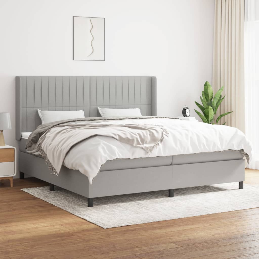 vidaXL Posteľný rám boxsping s matracom bledosivý 200x200 cm látka