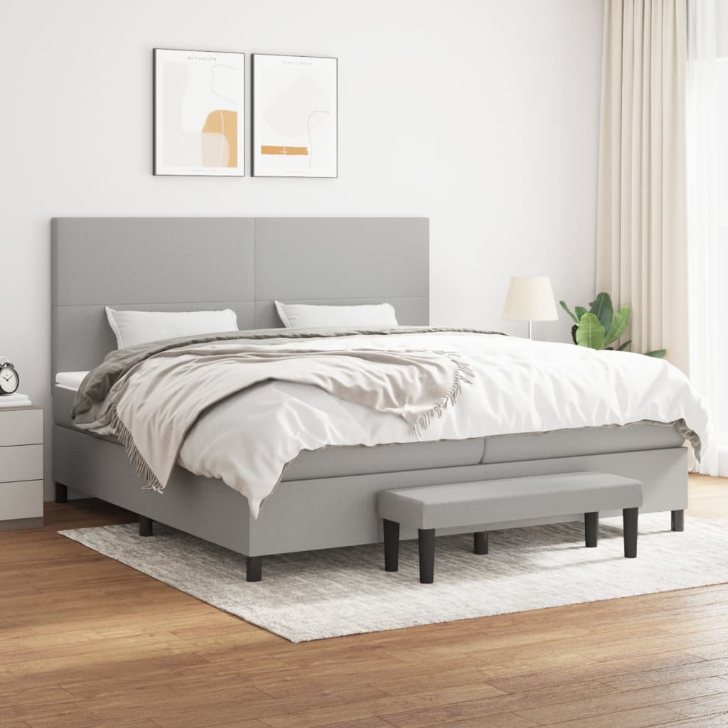vidaXL Posteľný rám boxsping s matracom bledosivý 200x200 cm látka