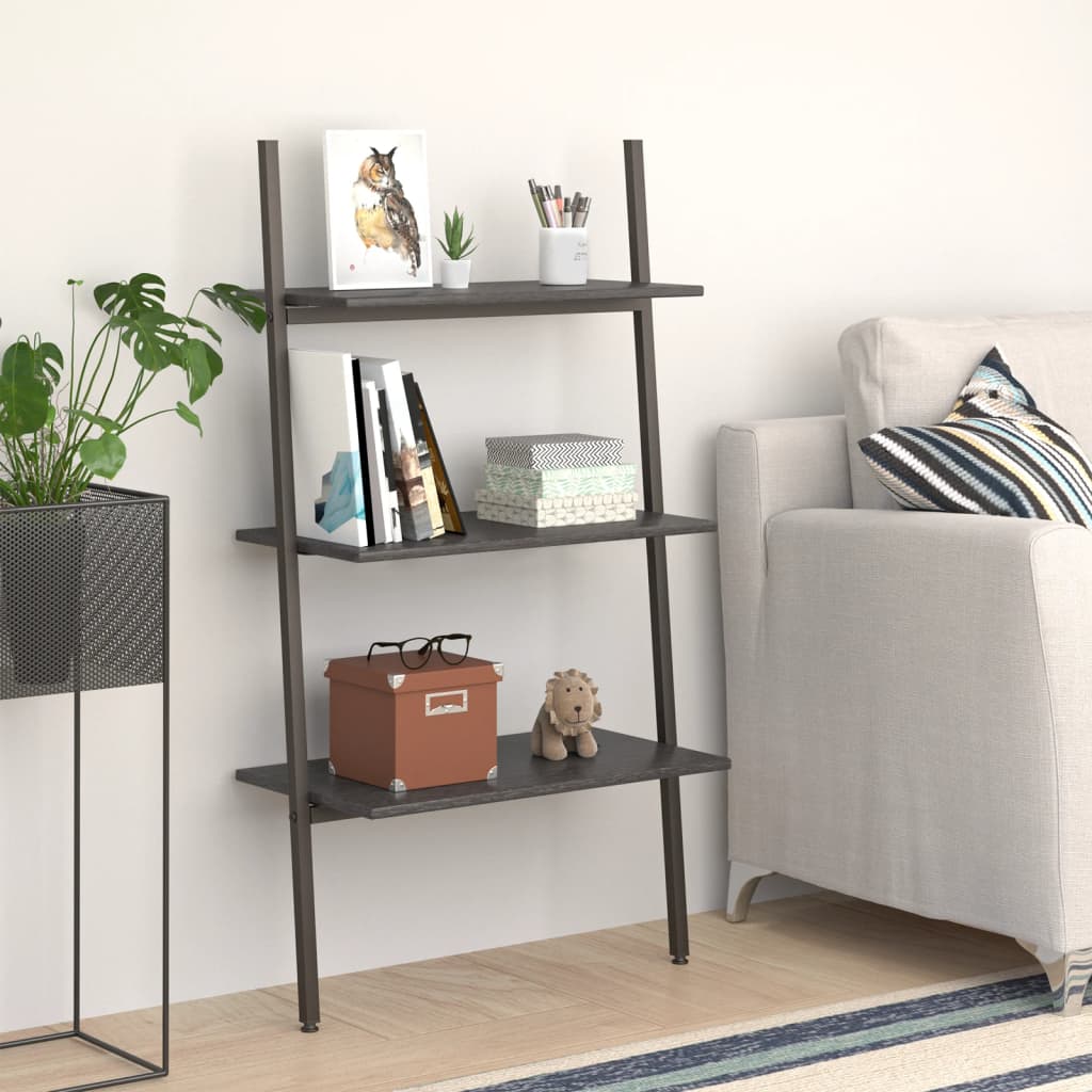 vidaXL Naklonený regál s 3 policami, čierny 64x34x116 cm