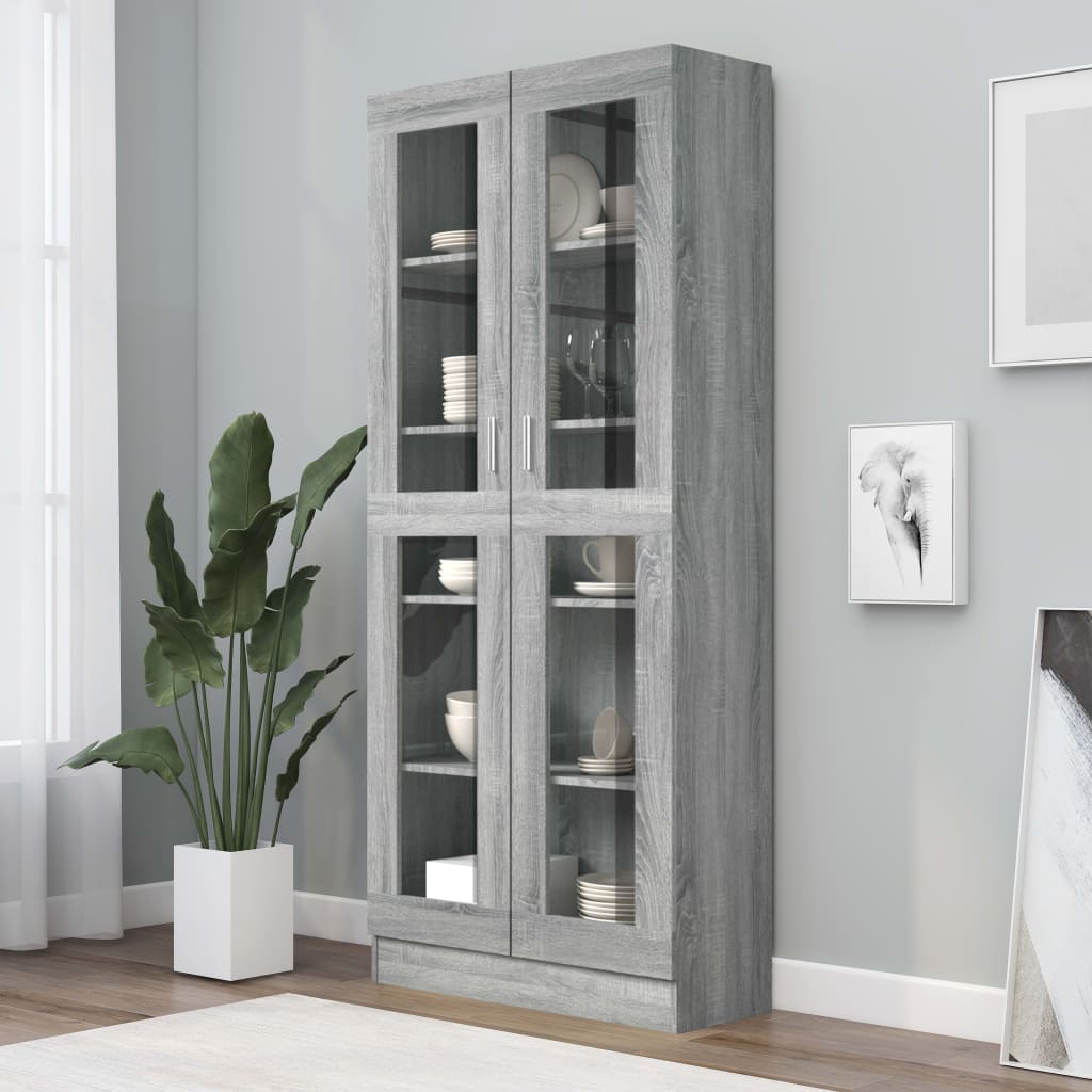 vidaXL Vitrína sivý dub sonoma 82,5x30,5x185,5 cm spracované drevo