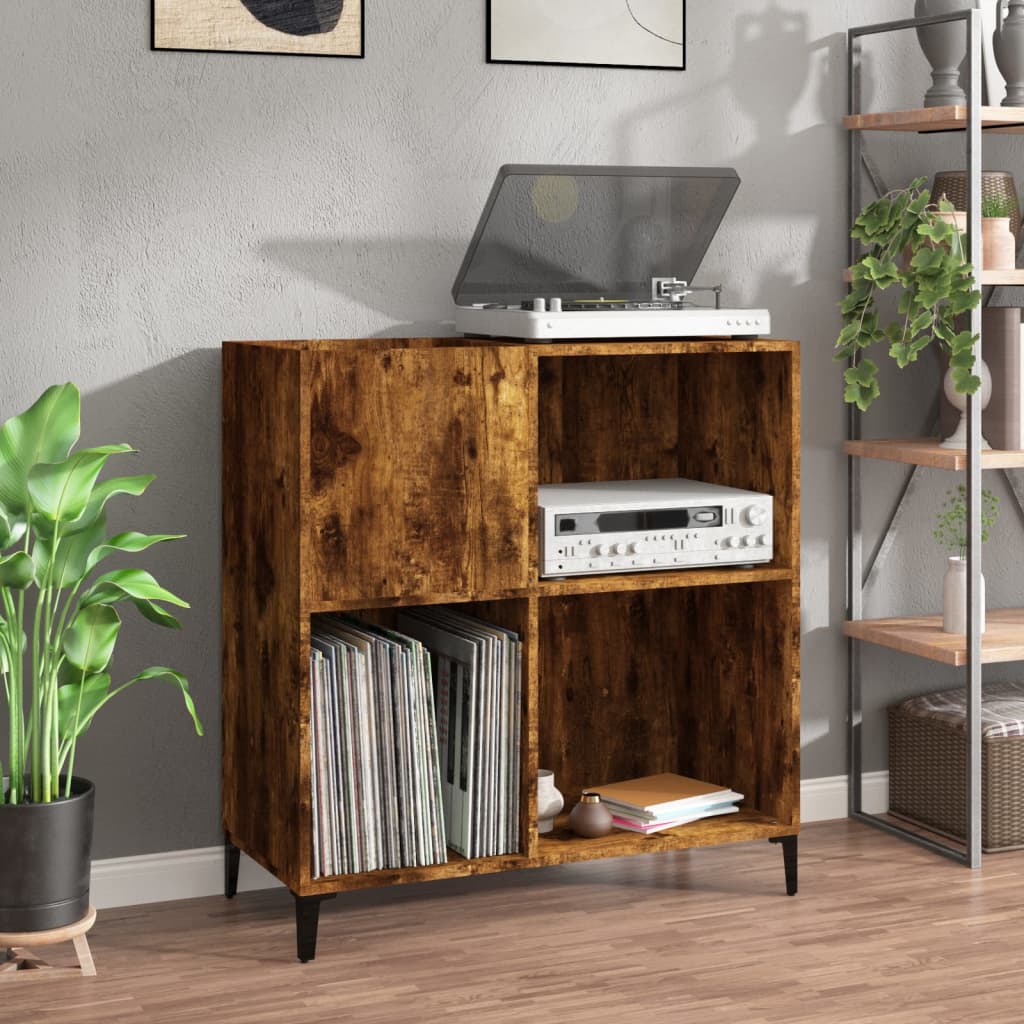 vidaXL Skrinka na platne dymový dub 84,5x38x48 cm kompozitné drevo