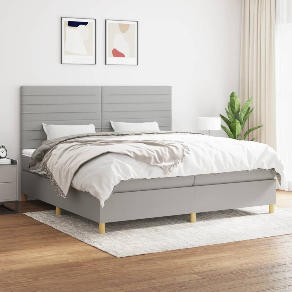 vidaXL Posteľný rám boxsping s matracom bledosivý 200x200 cm látka