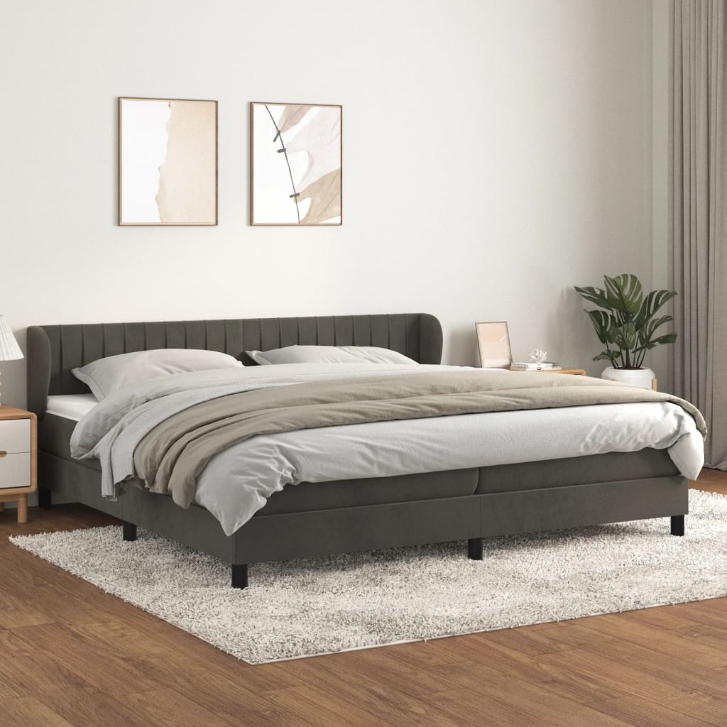 vidaXL Posteľný rám boxspring s matracom tmavosivý 200x200 cm zamat