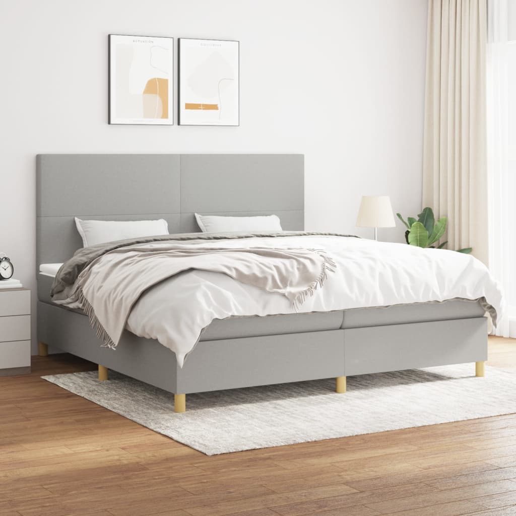 vidaXL Posteľný rám boxsping s matracom bledosivý 200x200 cm látka