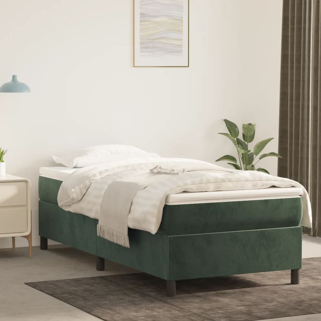 vidaXL Posteľný rám boxsping s matracom tmavozelený 80x200 cm zamat