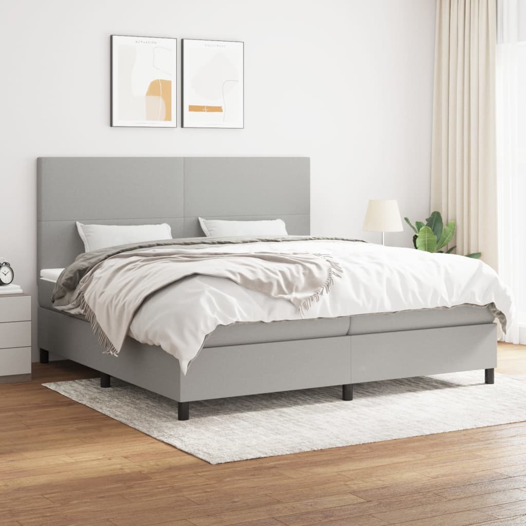 vidaXL Posteľný rám boxsping s matracom bledosivý 200x200 cm látka