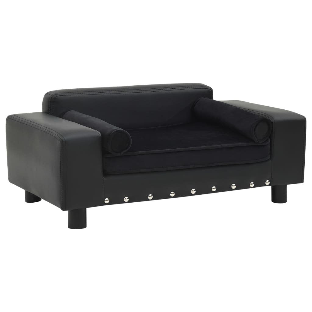 vidaXL Pohovka pre psa, čierna 81x43x31 cm, plyš a umelá koža