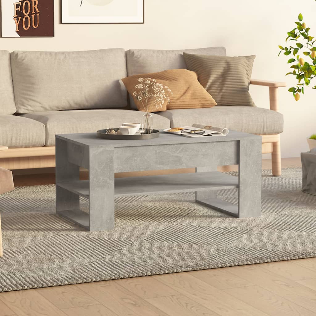 vidaXL Konferenčný stolík betónový sivý 102x55x45 cm spracované drevo