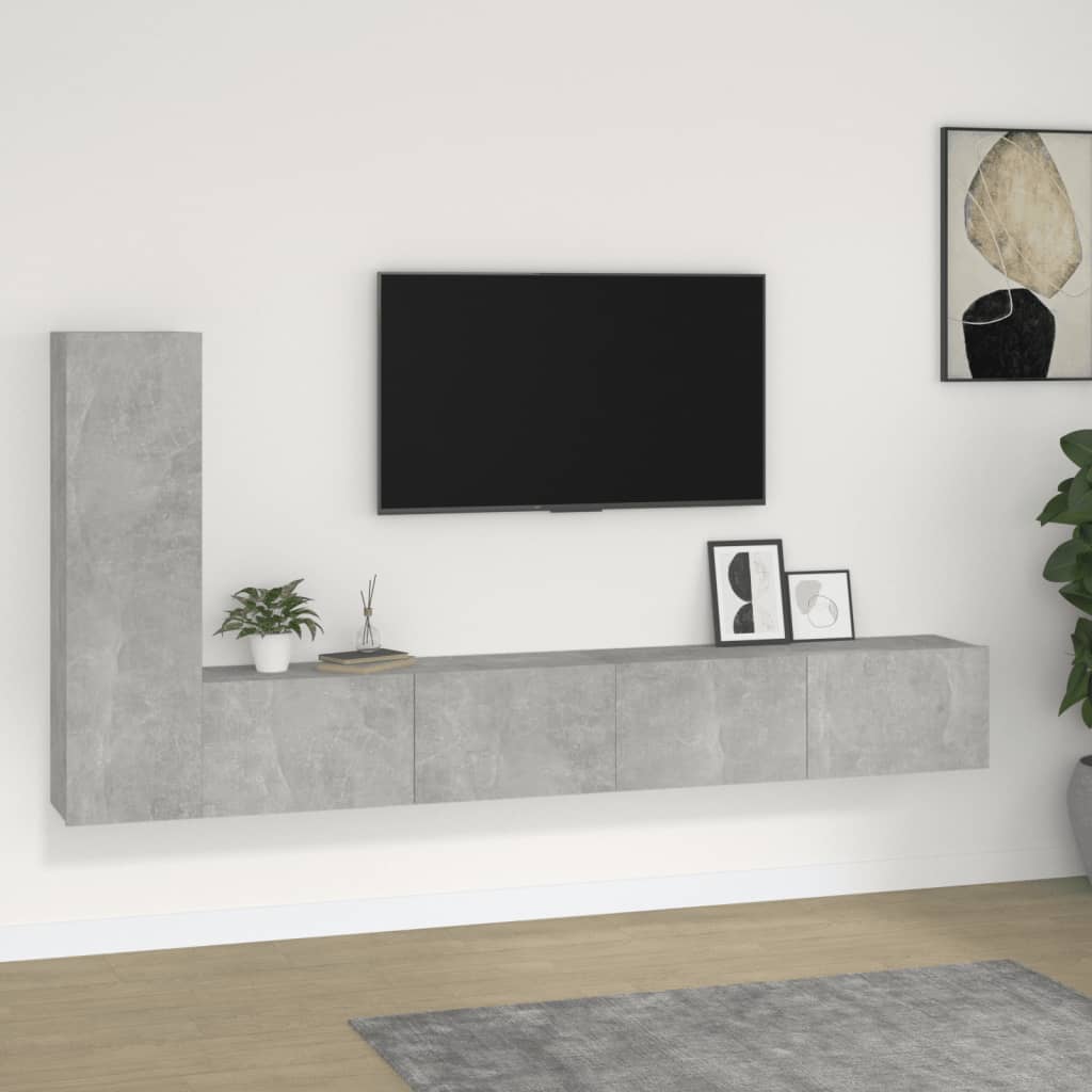 vidaXL 3-dielna súprava TV skriniek betónová sivá spracované drevo
