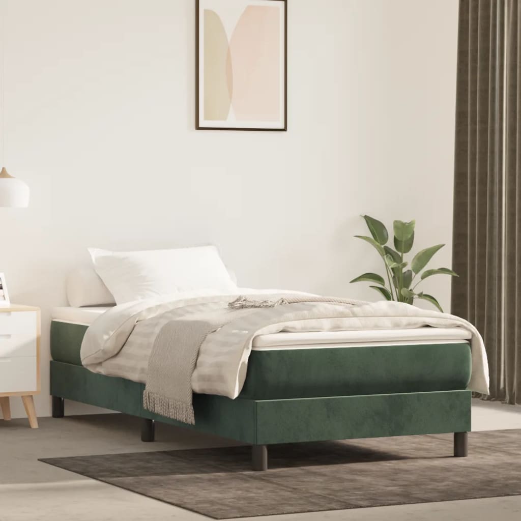 vidaXL Posteľný rám boxsping s matracom tmavozelený 80x200 cm zamat
