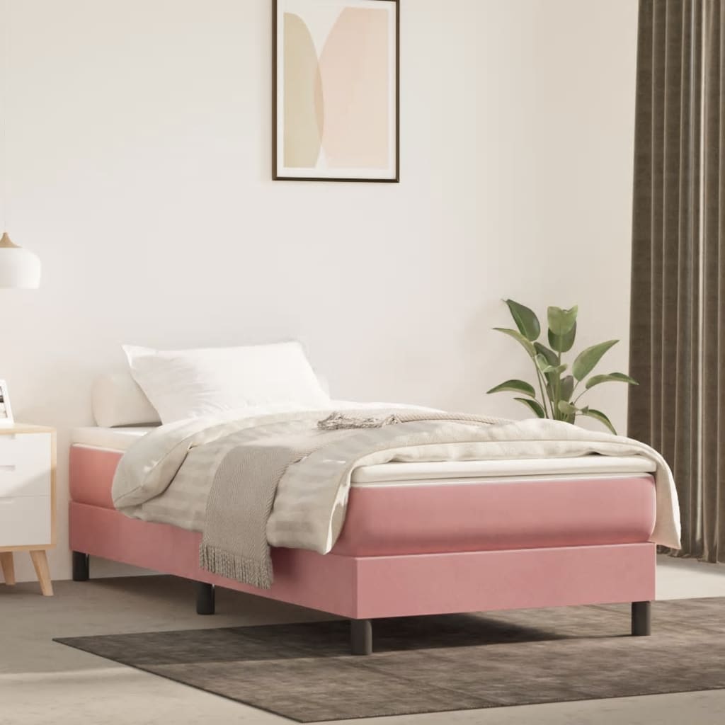 vidaXL Posteľný rám boxsping s matracom ružový 80x200 cm zamat