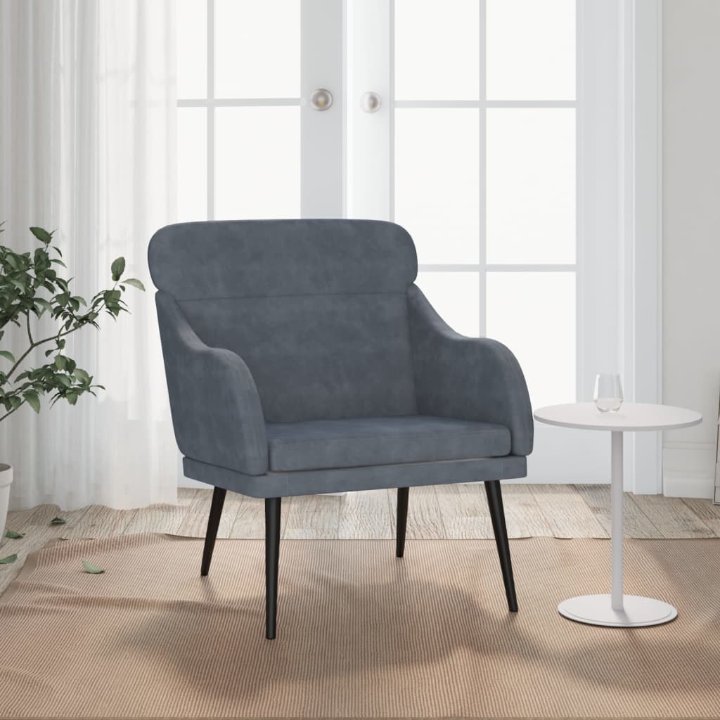 vidaXL Kreslo tmavosivé 63x76x80 cm zamat