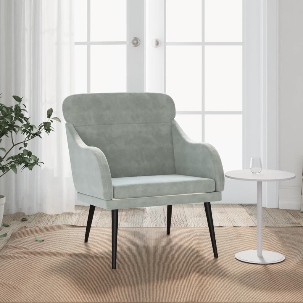 VidaXL Kreslo svetlosivé 63x76x80 cm zamat