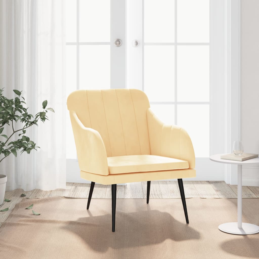 vidaXL Kreslo krémové 63x76x80 cm zamat
