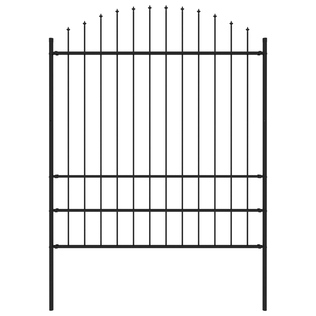 vidaXL Záhradný plot s hrotmi, oceľ (1,75-2)x1,7 m, čierny