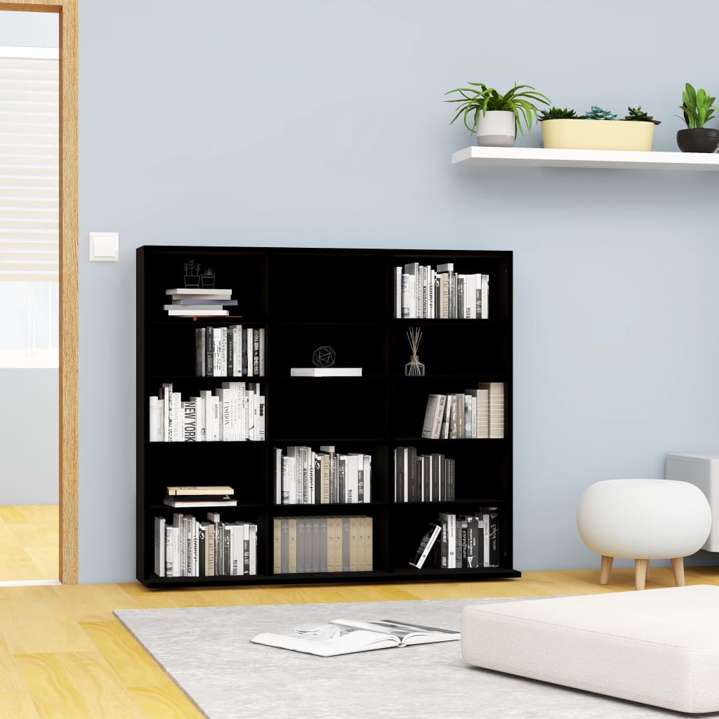 vidaXL Skrinka na CD, čierna 102x23x89,5 cm, kompozitné drevo