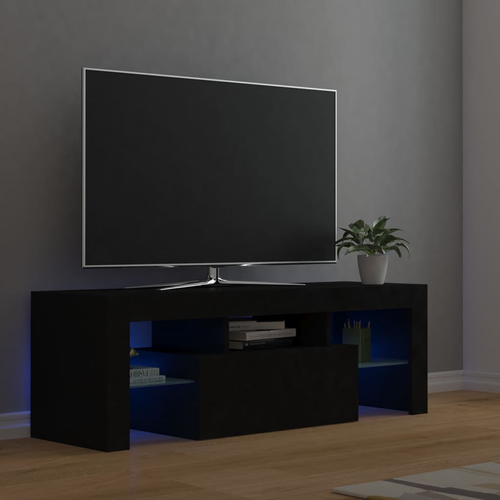 vidaXL TV skrinka s LED svetlami čierna 120x35x40 cm