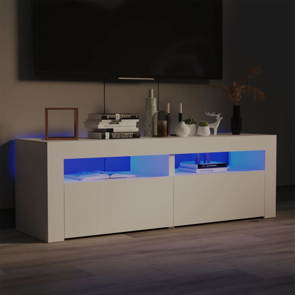 vidaXL TV skrinka s LED svetlami biela 120x35x40 cm