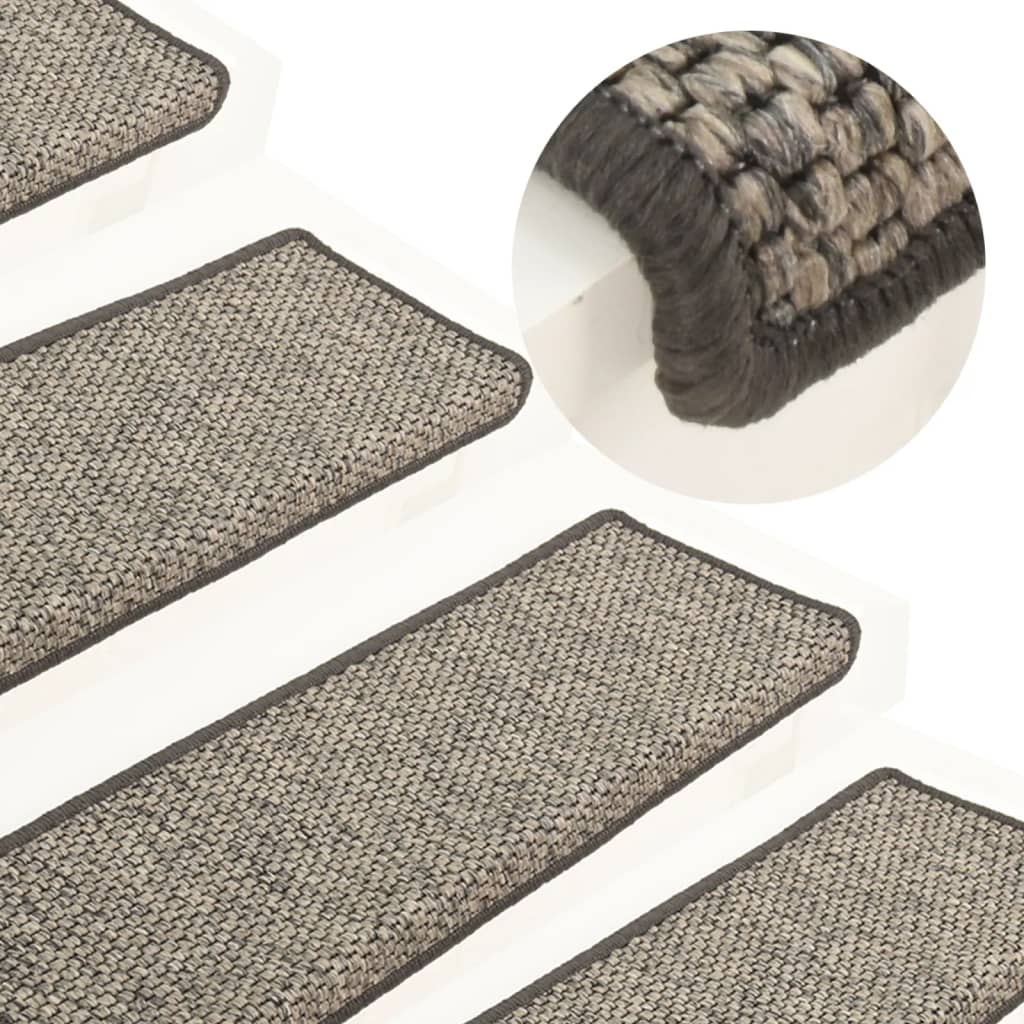 vidaXL Nášľapy na schody vzhľad sisal 15 ks 65x21x4 cm sivé a béžové