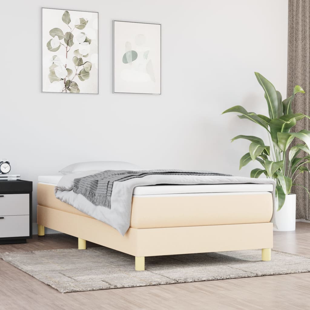 vidaXL Posteľný rám boxsping s matracom krémový 80x200 cm látka