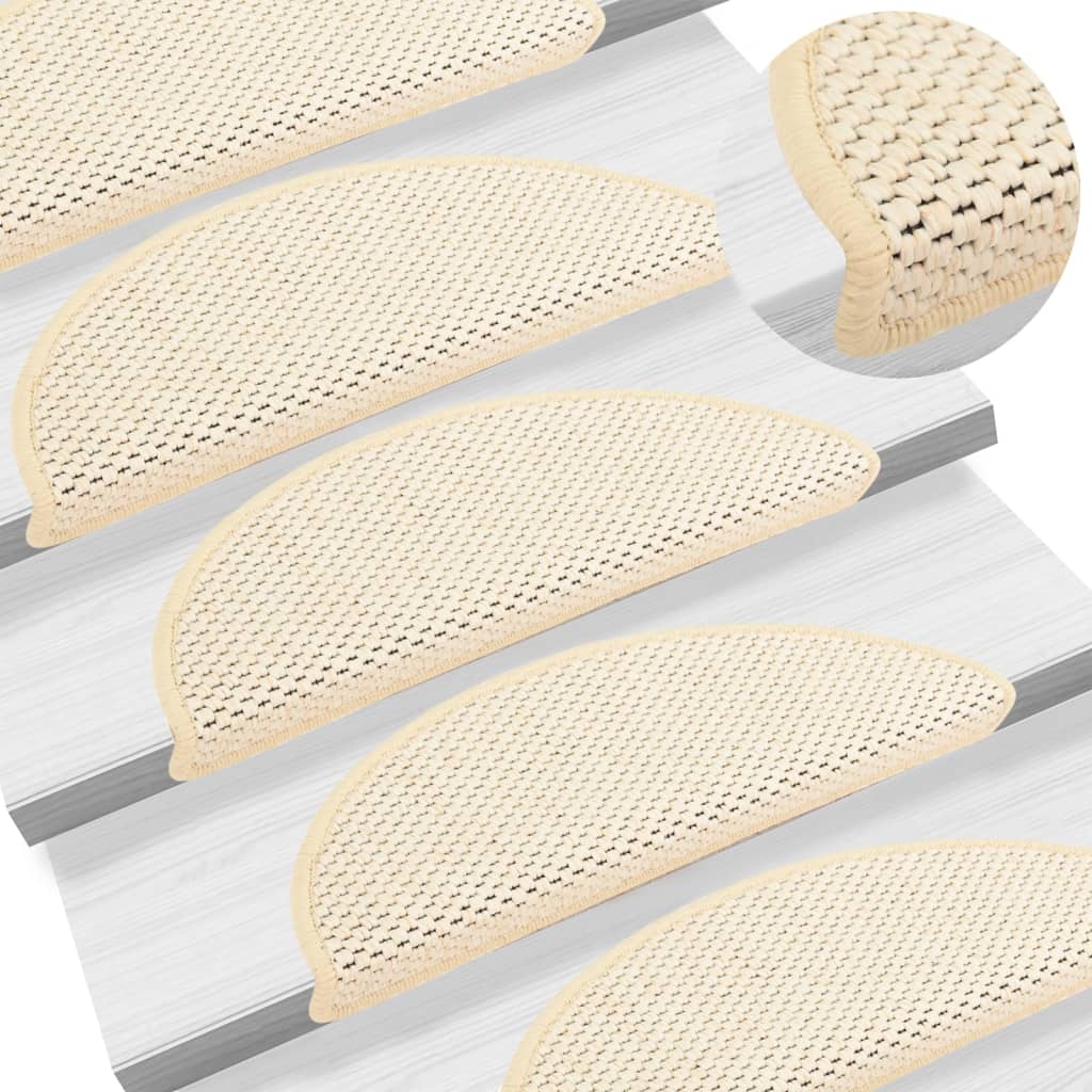 vidaXL Samolepiace nášľapy vzhľad sisalu 15 ks 56x17x3 cm krémové