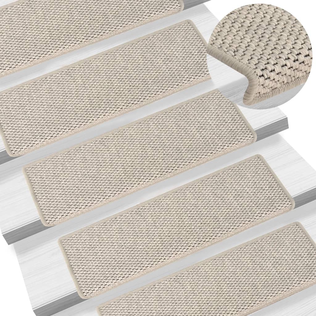 vidaXL Samolepiace nášľapy na schody Sisal 15 ks 65x21x4 cm strieborné