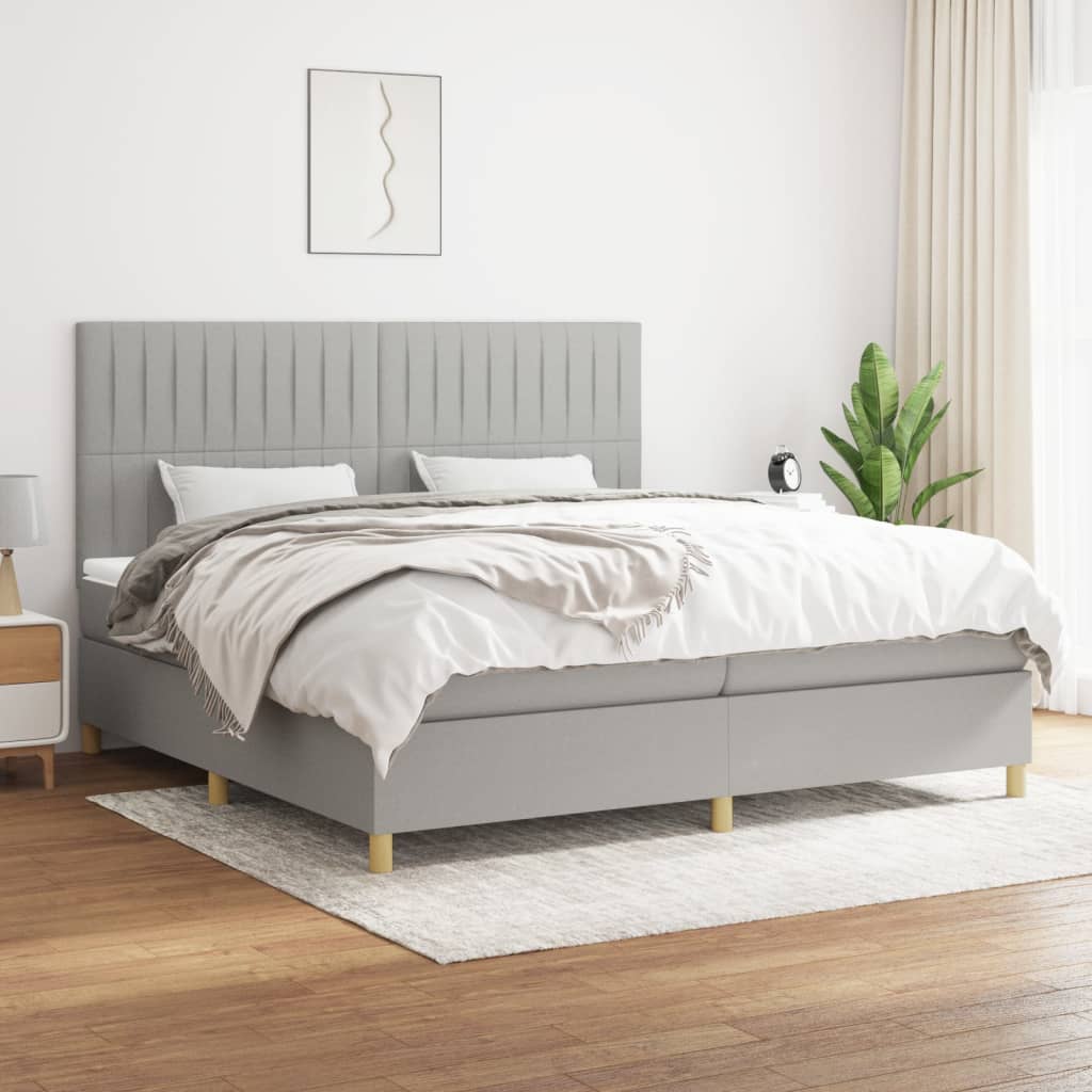 vidaXL Posteľný rám boxsping s matracom bledosivý 200x200 cm látka