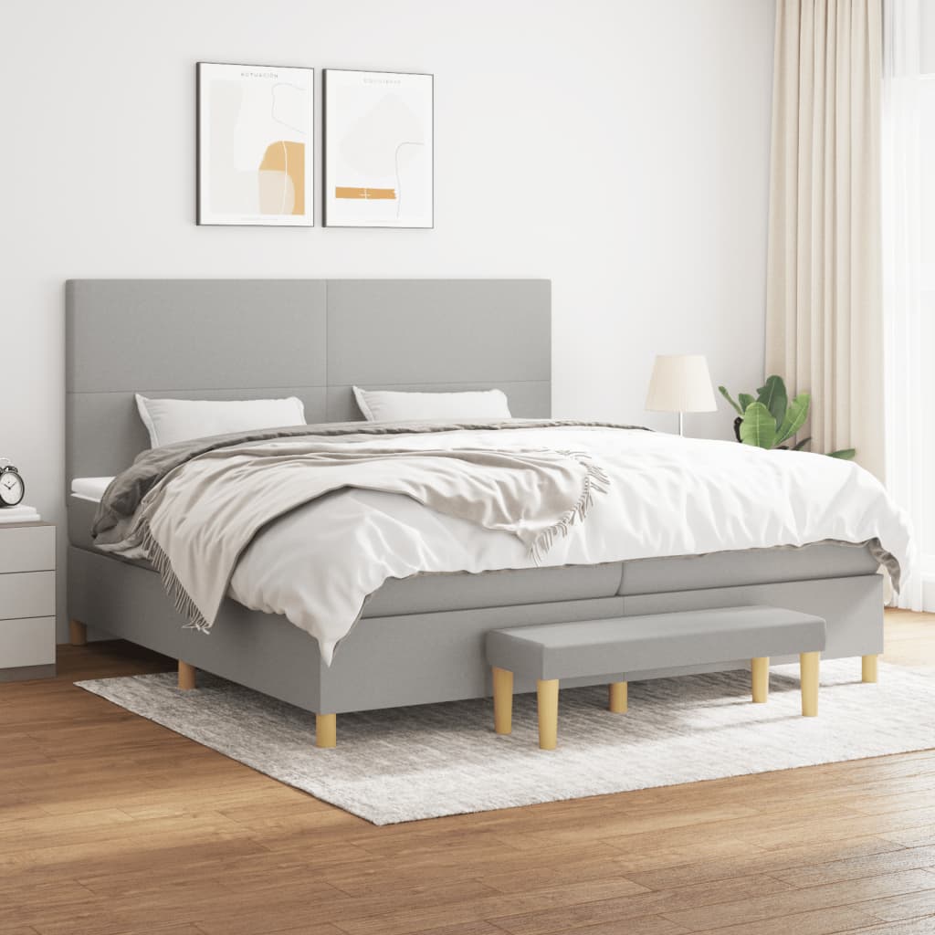 vidaXL Posteľný rám boxsping s matracom bledosivý 200x200 cm látka