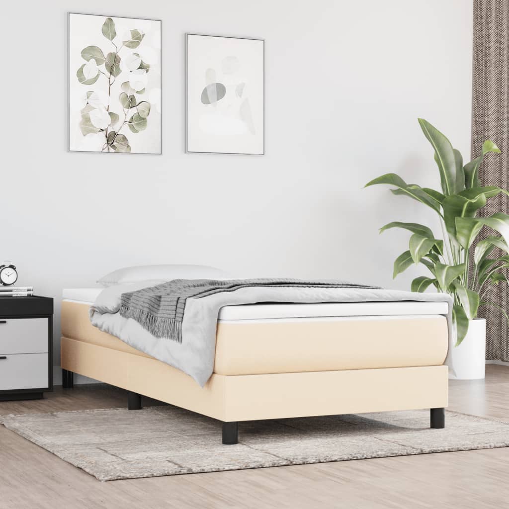 vidaXL Posteľný rám boxsping s matracom krémový 80x200 cm látka