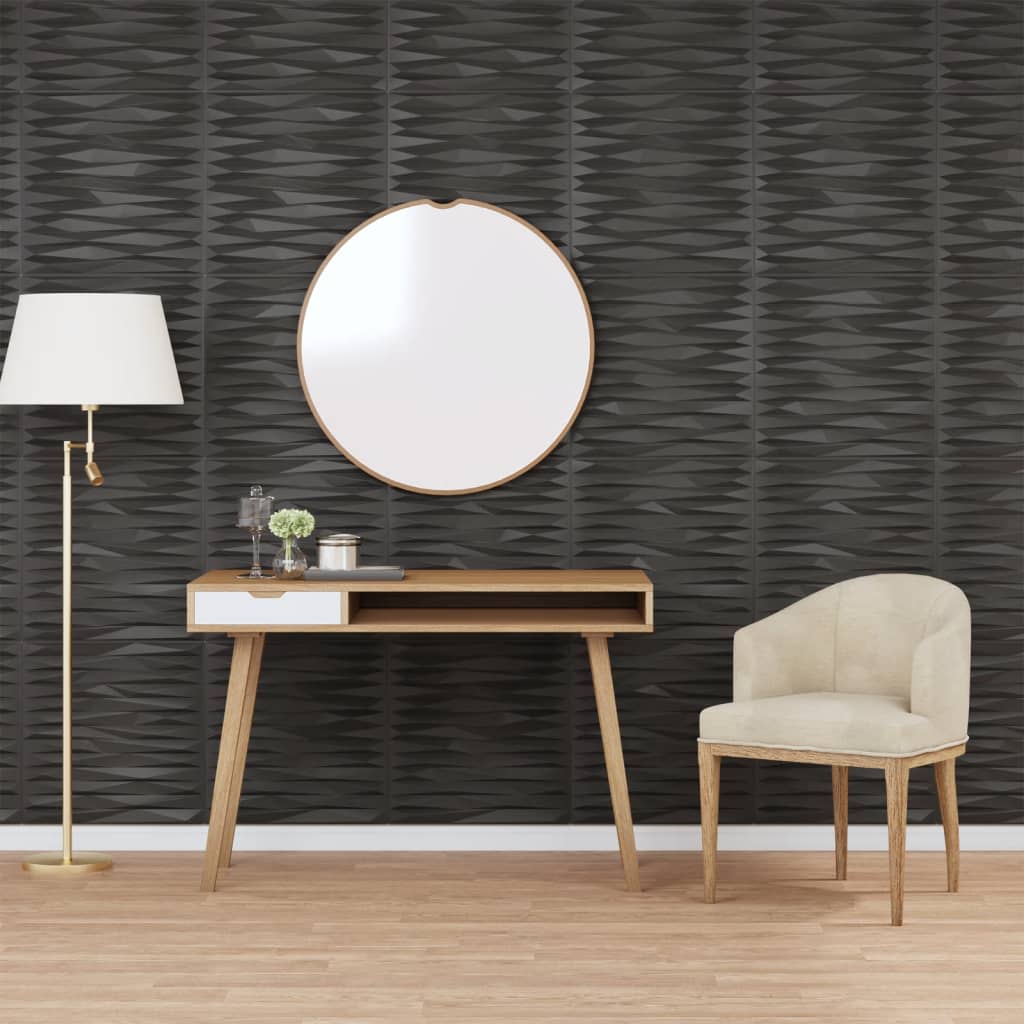 vidaXL Nástenné panely 48 ks, čierne 50x50 cm, XPS 12 m² kameň
