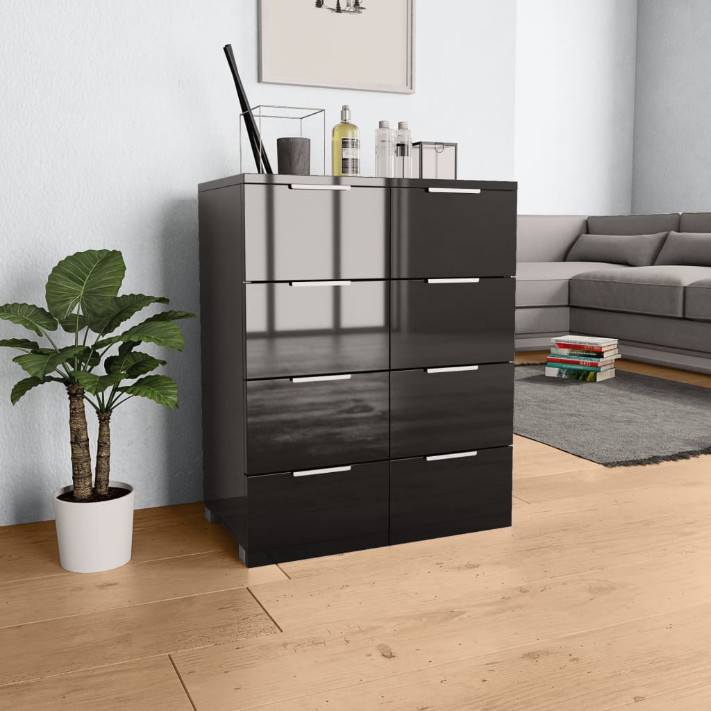 vidaXL Komoda, lesklá čierna 60x35x80 cm, kompozitné drevo