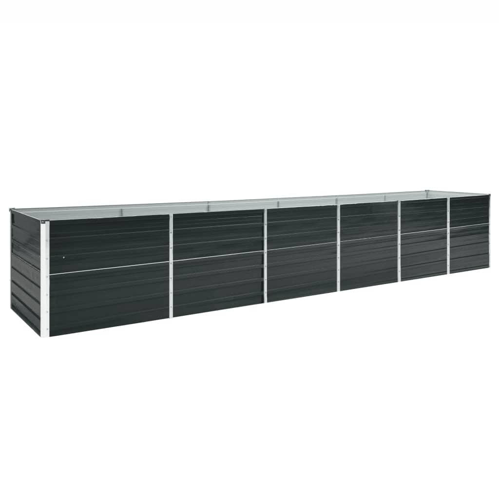 vidaXL Vyvýšený záhradný záhon, pozinkovaná oceľ 480x80x77cm, antracit