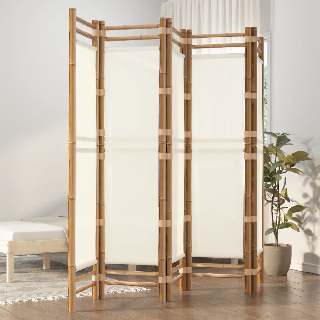 vidaXL Skladací 5-panelový paraván 200 cm bambus a plátno