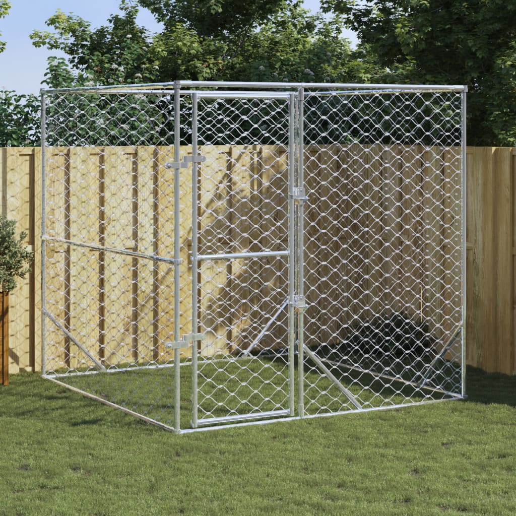 vidaXL Vonkajší koterec pre psov strieborný 2x2x2 m pozinkovaná oceľ