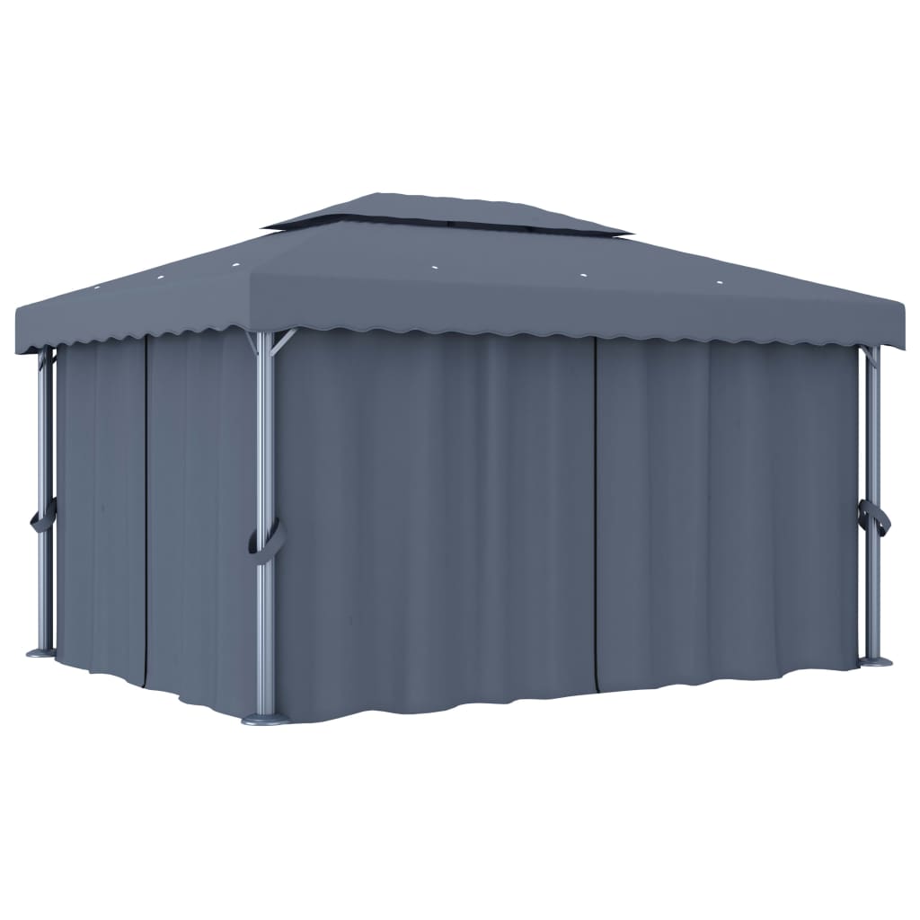 vidaXL Altánok so závesom 4x3 m, antracitový, hliník