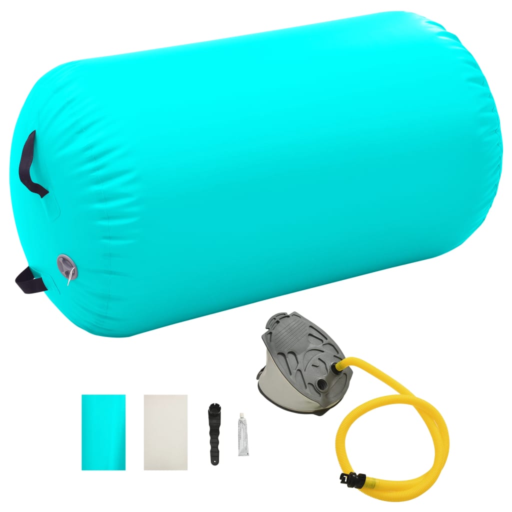 vidaXL Nafukovací gymnastický valec s pumpou 100x60 cm PVC zelený
