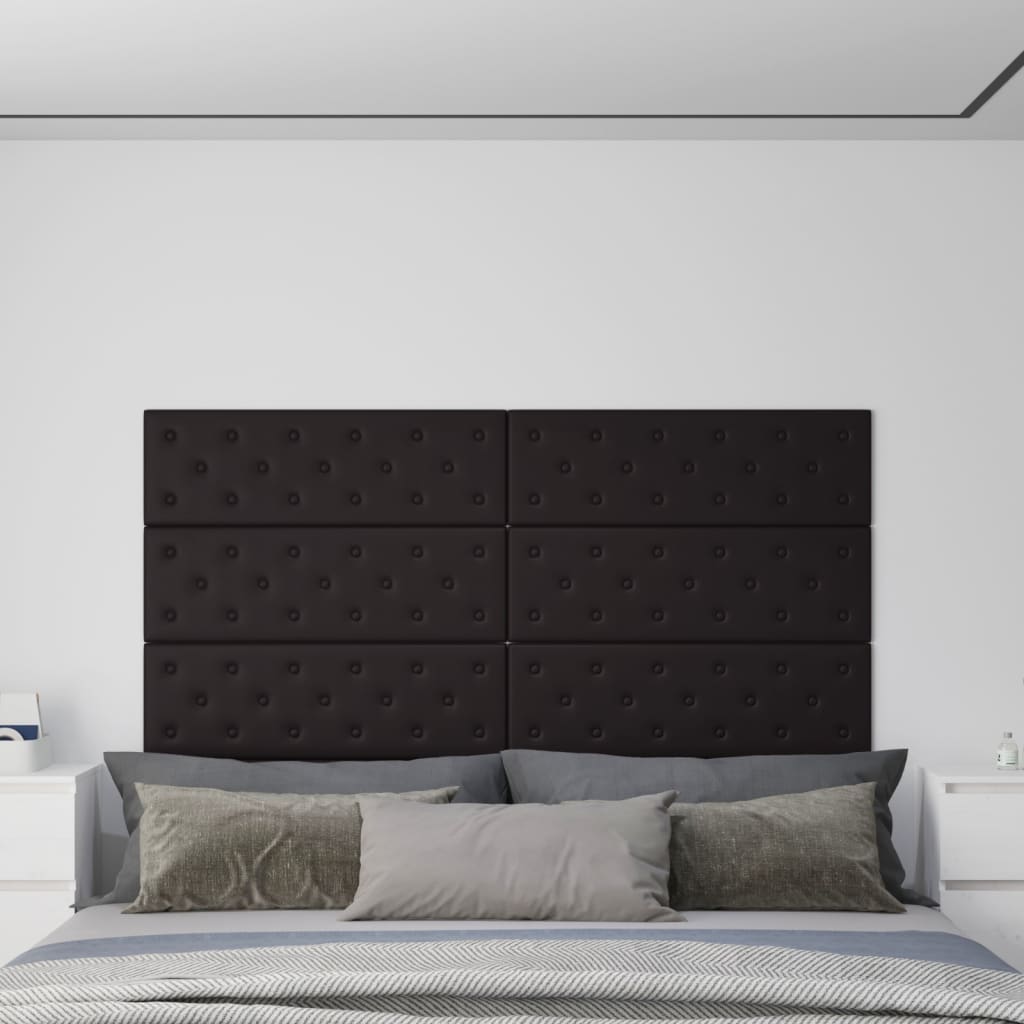 vidaXL Nástenné panely 12 ks čierne 90x30 cm umelá koža 3,24 m²