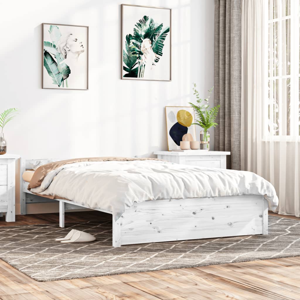 vidaXL Posteľný rám biely masívne drevo 140x200 cm
