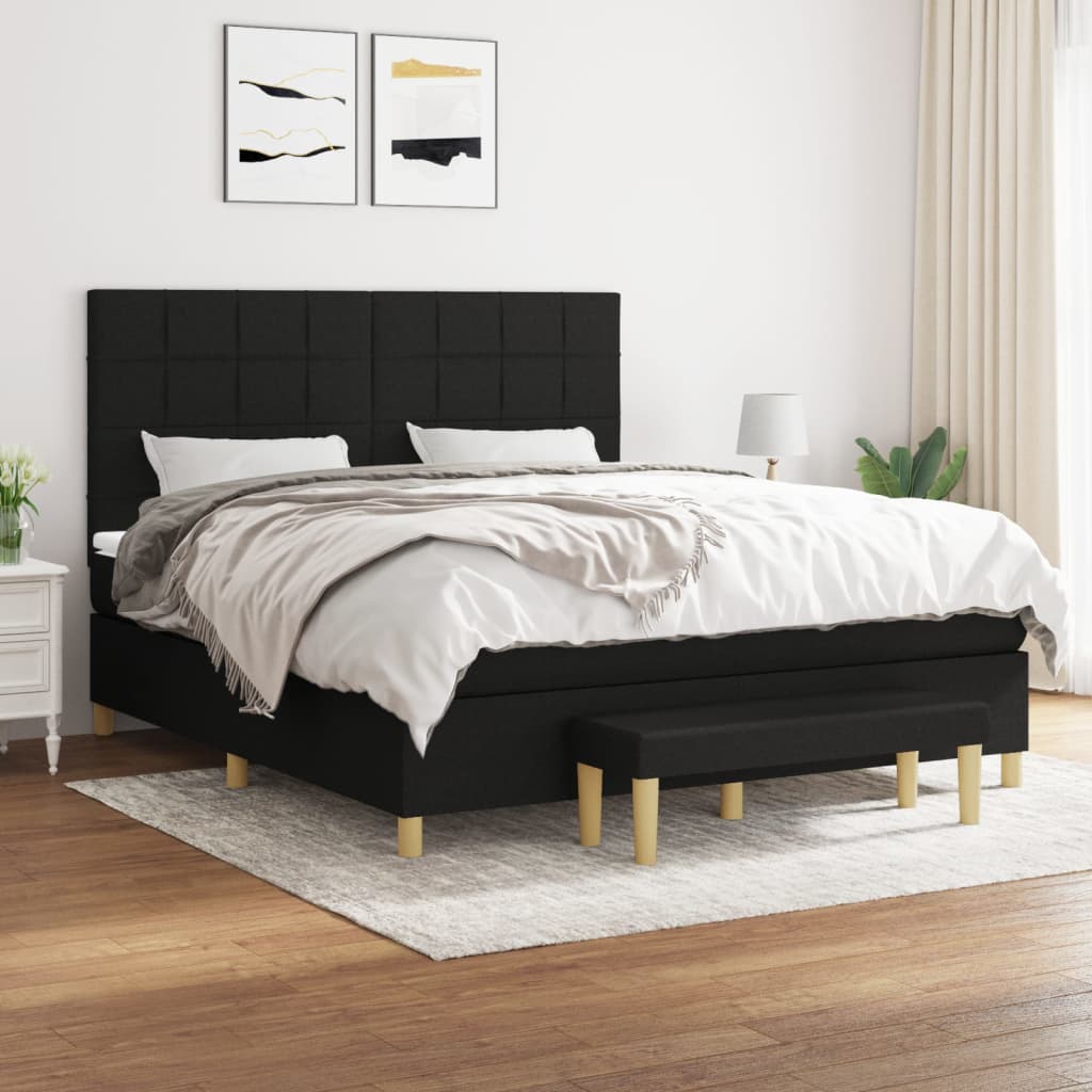 vidaXL Posteľný rám boxspring s matracom čierny 180x200 cm látka
