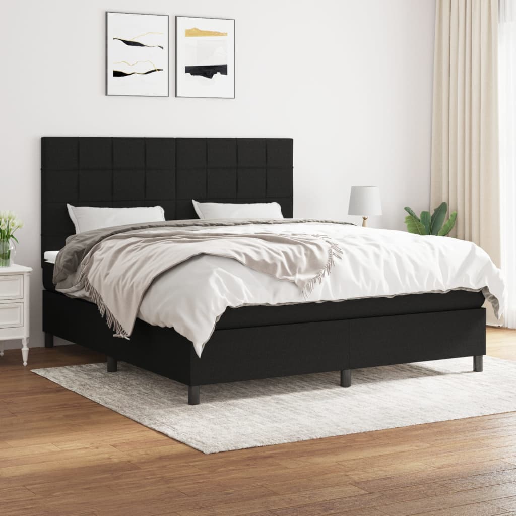 vidaXL Posteľný rám boxspring s matracom čierny 180x200 cm látka