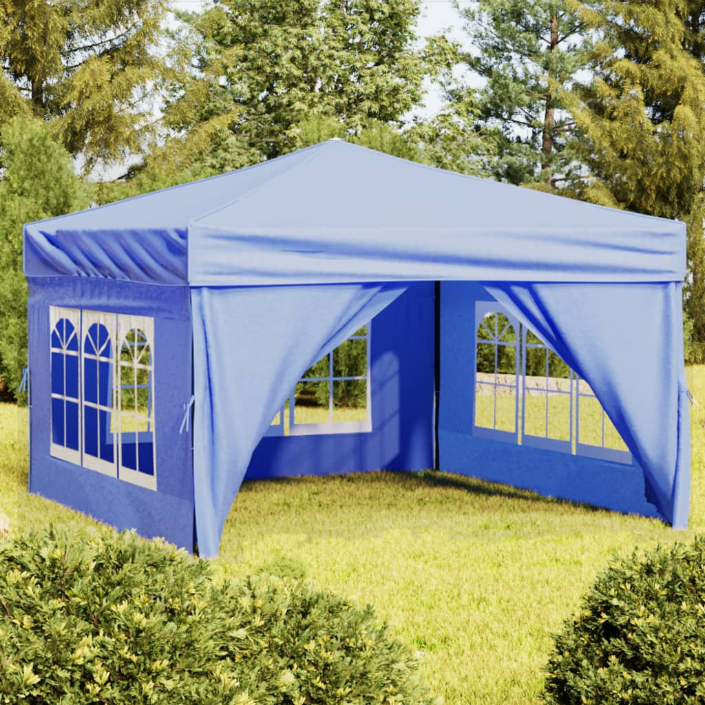 vidaXL Skladací párty stan s bočnicami modrý 3x3 m