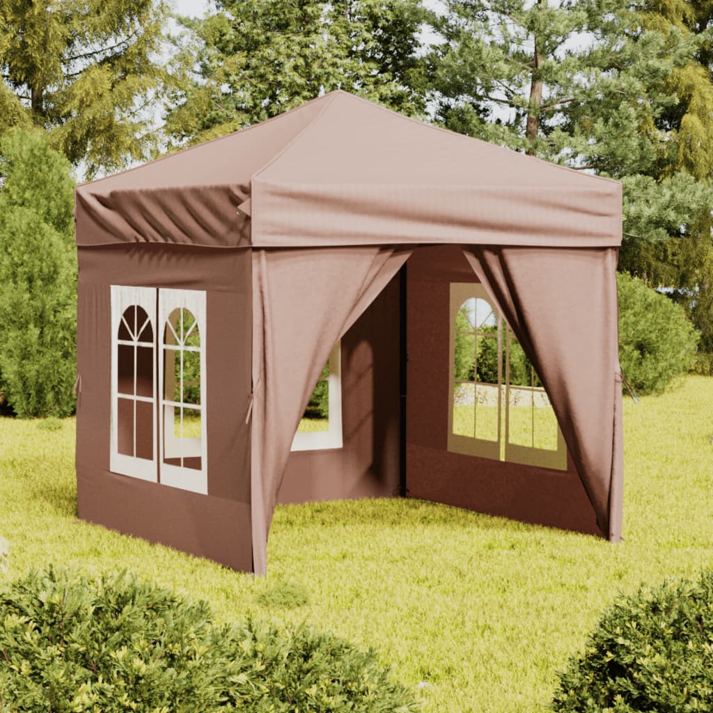 vidaXL Skladací párty stan s bočnicami sivohnedý 2x2 m