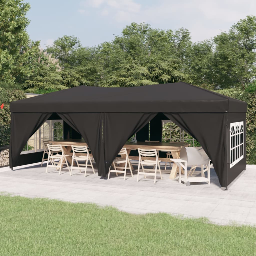 vidaXL Skladací párty stan s bočnými stenami antracitový 3x6 m