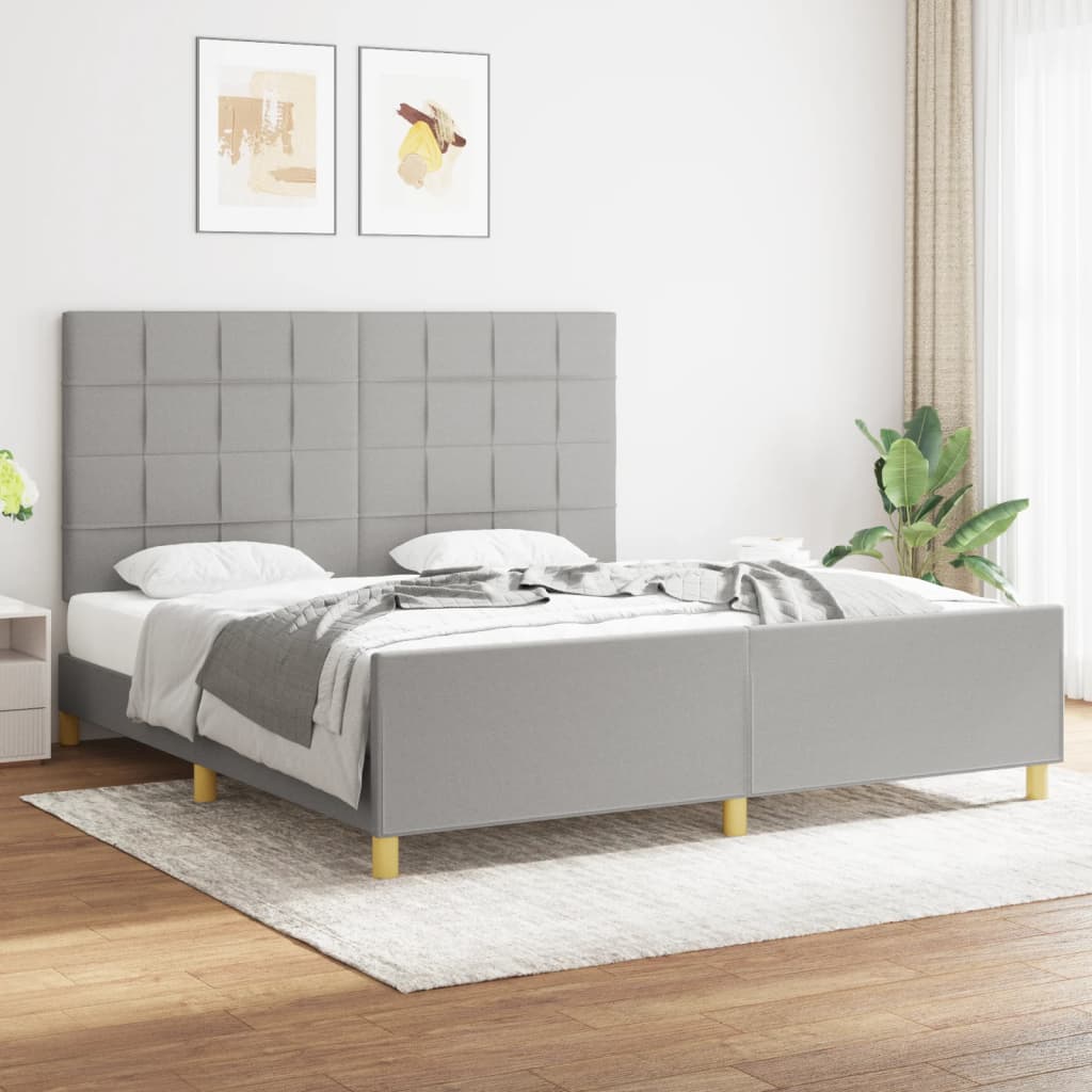 vidaXL Posteľný rám s čelom bledosivý 160x200 cm látka