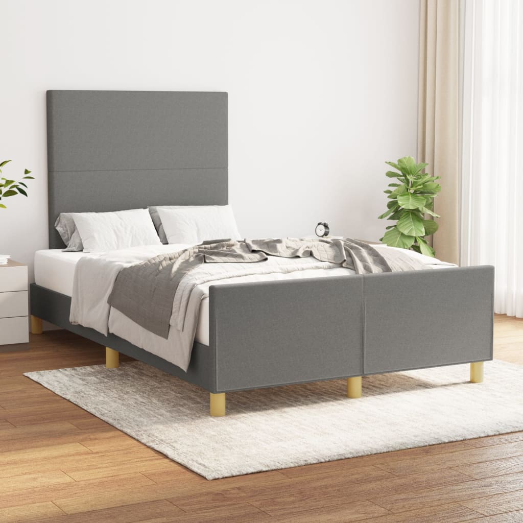 vidaXL Posteľný rám s čelom tmavosivý 120x200 cm látka