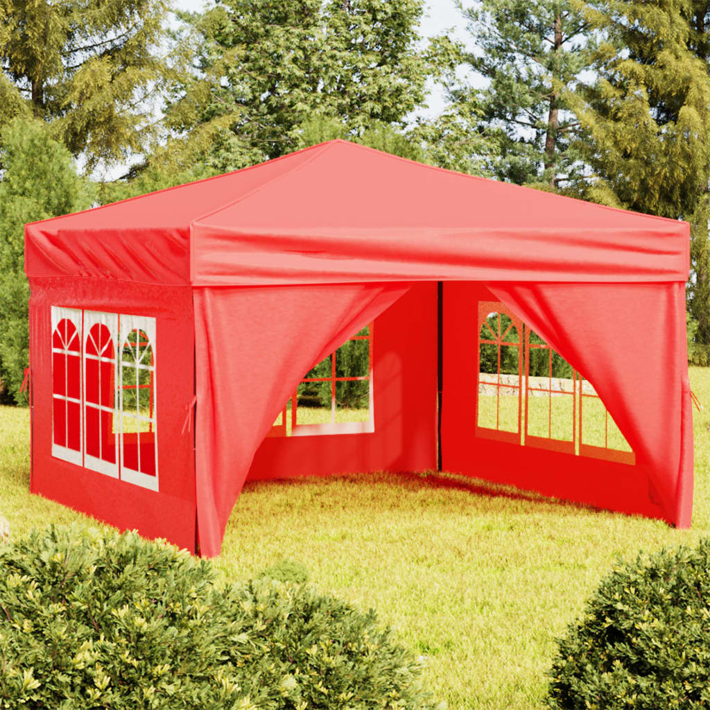 vidaXL Skladací párty stan s bočnicami červený 3x3 m