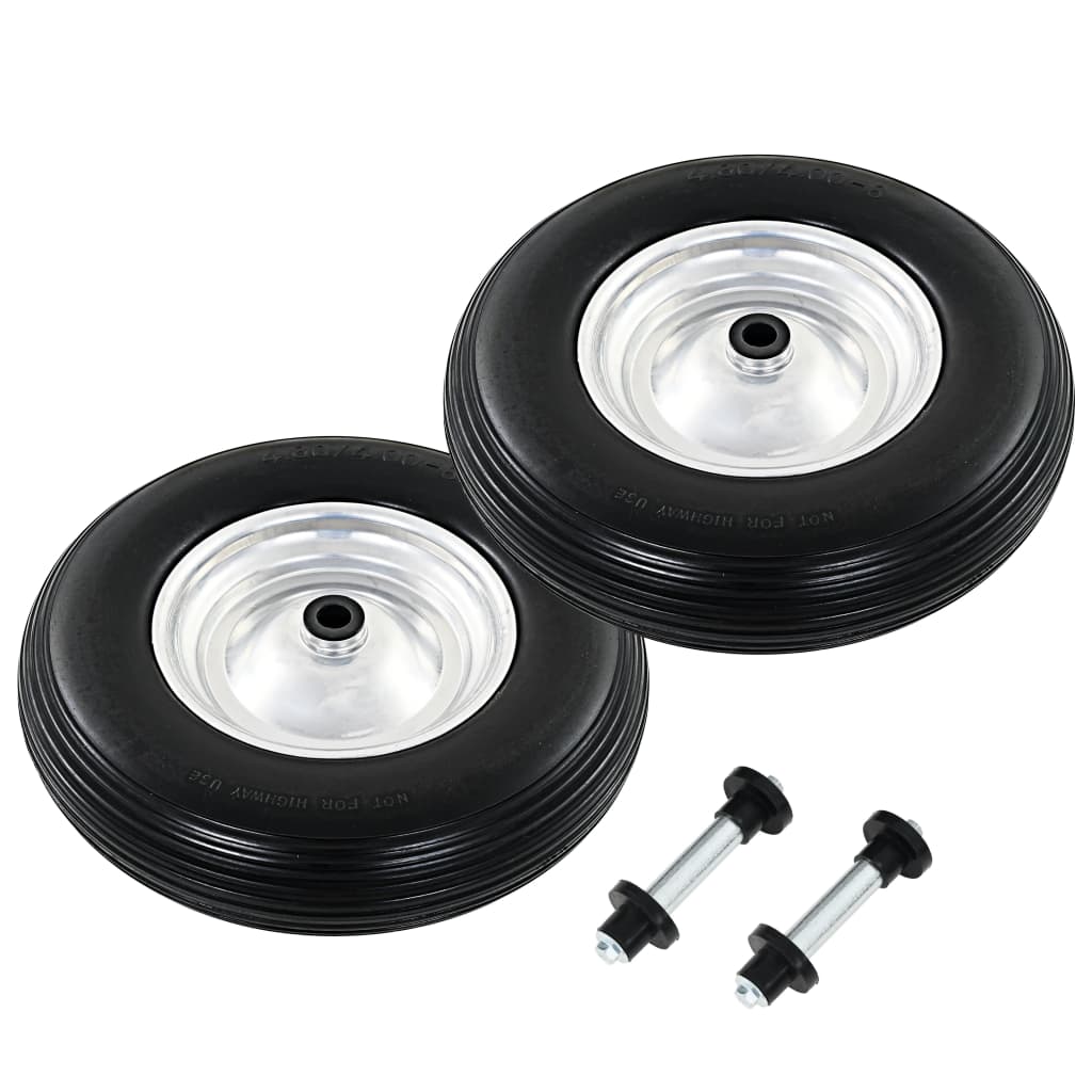 vidaXL Kolesá na fúrik z PU s nápravami 2 ks 4.00-8 390 mm