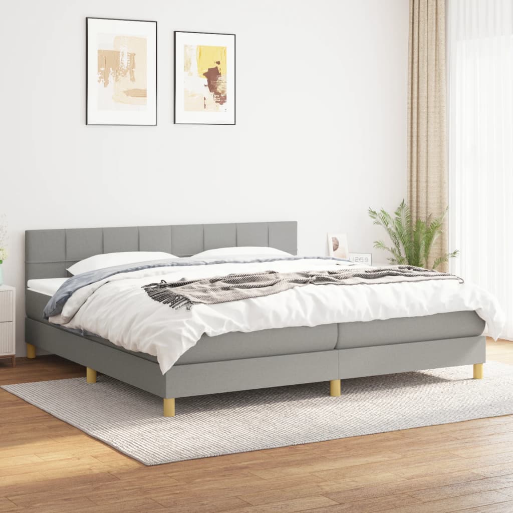 vidaXL Posteľný rám boxsping s matracom bledosivý 200x200 cm látka