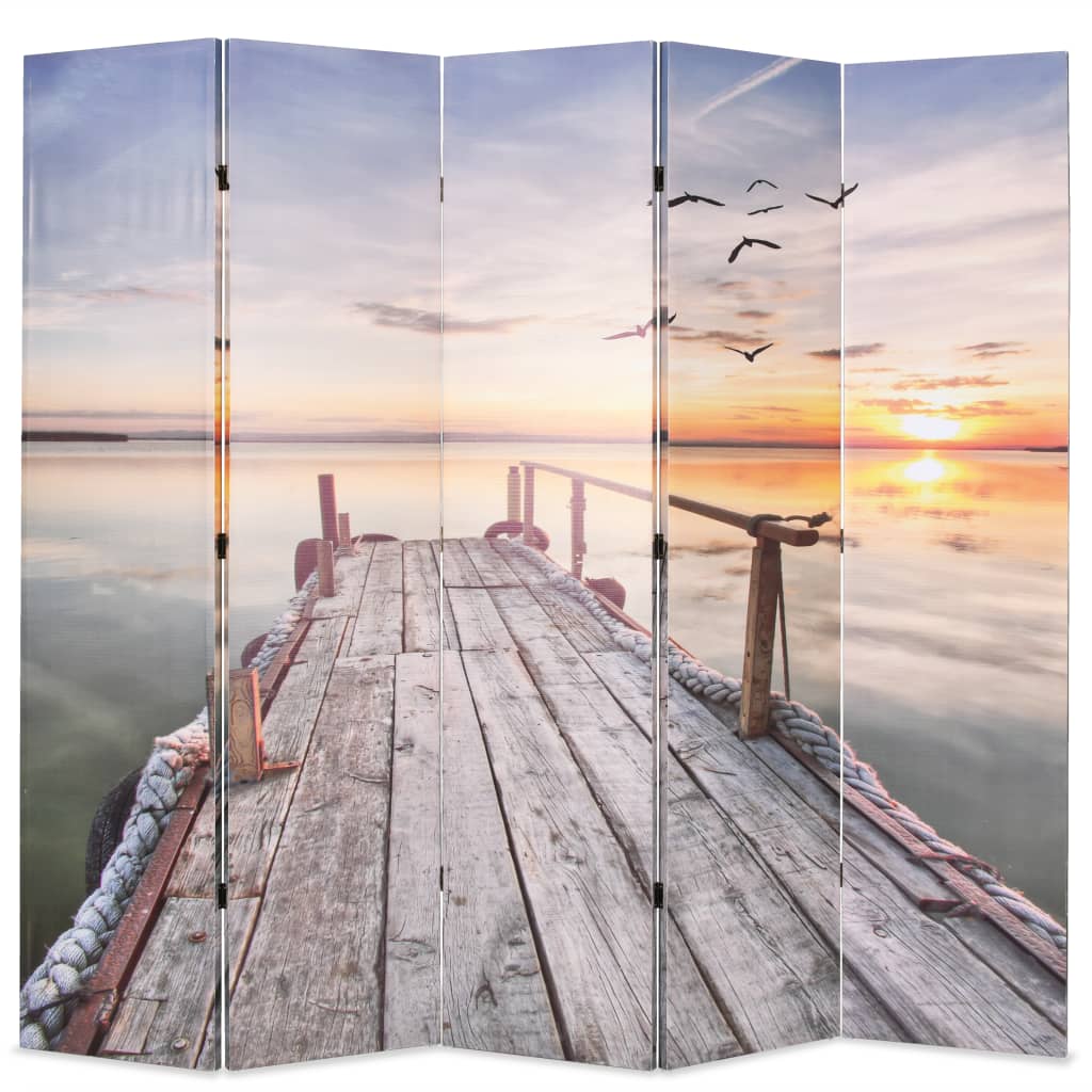 vidaXL Skladací paraván 200x170 cm, potlač s jazerom